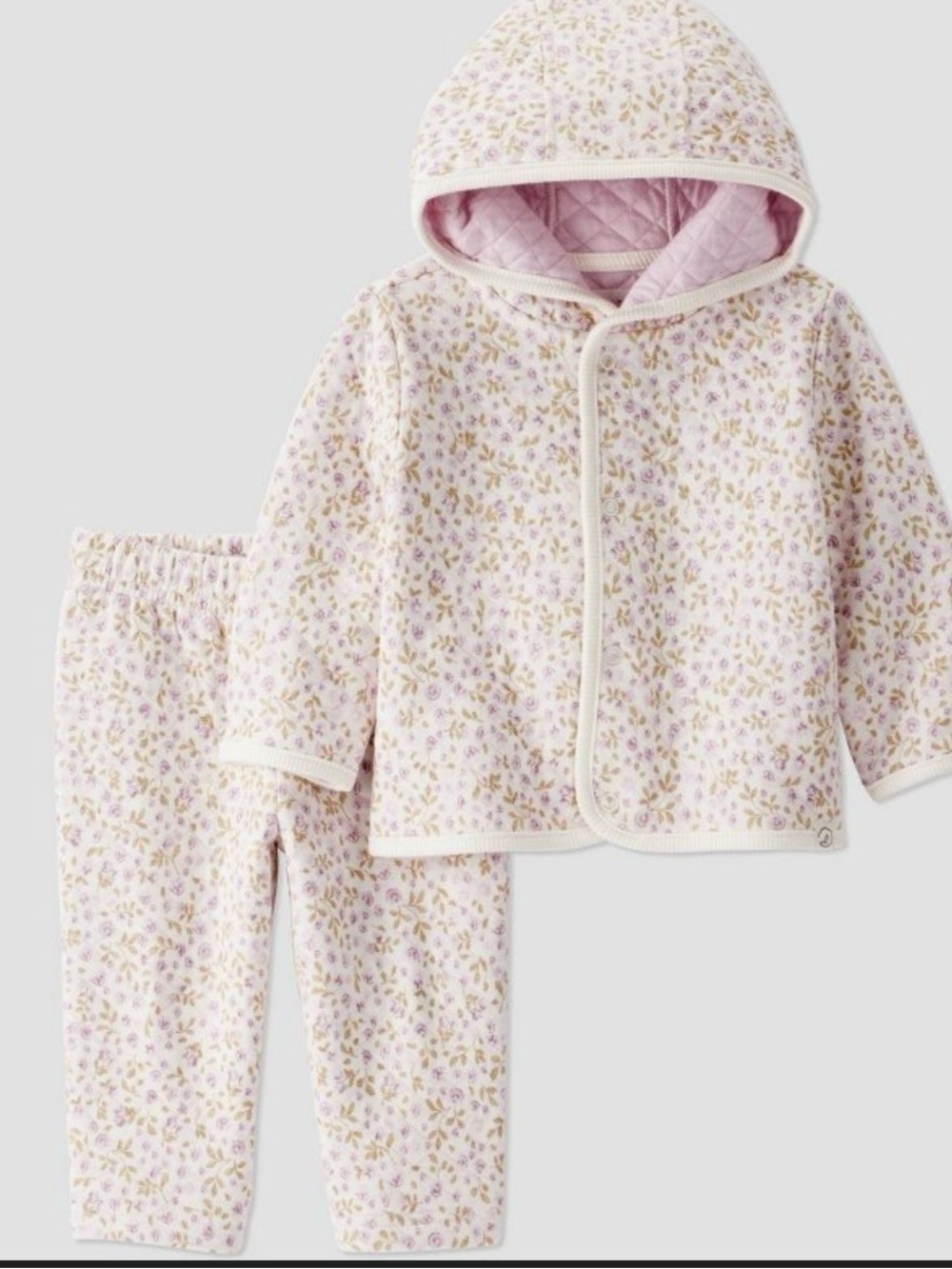 Carters NWT Little Planet Quilted Hooded Floral Kids Pajama Set - Pink